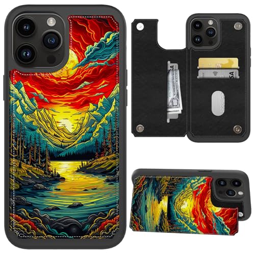 CGFGHHUY Schutzhülle für iPhone 16 Pro, Brieftaschen-Schutzhülle mit Kartenfächern und Ständer, PU-Leder, weiche TPU-Schutzhülle für iPhone 16 Pro 6,3 Zoll 2024 – Berge, Mond und Wälder CGFGHHUY Schutzhülle für iPhone 16 Pro, Brieftaschen-Schutzhülle mit Kartenfächern und Ständer, PU-Leder, weiche TPU-Schutzhülle für iPhone 16 Pro 6,3 Zoll 2024 – Berge, Mond und Wälder von CGFGHHUY