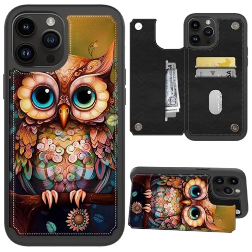 CGFGHHUY Schutzhülle für iPhone 16 Pro, Brieftaschen-Schutzhülle mit Kartenfächern und Ständer, PU-Leder, weiche TPU-Schutzhülle für iPhone 16 Pro 6,3 Zoll 2024 – Eule im Baum von CGFGHHUY