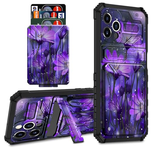 CGFGHHUY Schutzhülle für iPhone 16 Pro, Brieftaschen-Schutzhülle mit Kreditkartenfach und Ständer, zweilagig, hartes Polycarbonat, weiche TPU-Schutzhülle für iPhone 16 Pro 6,3 Zoll 2024, Lila Blume CGFGHHUY Schutzhülle für iPhone 16 Pro, Brieftaschen-Schutzhülle mit Kreditkartenfach und Ständer, zweilagig, hartes Polycarbonat, weiche TPU-Schutzhülle für iPhone 16 Pro 6,3 Zoll 2024, Lila Blume von CGFGHHUY