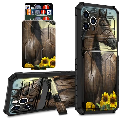 CGFGHHUY Schutzhülle für iPhone 16 Pro, Brieftaschen-Schutzhülle mit Kreditkartenfach und Ständer, zweilagig, hartes Polycarbonat, weiche TPU-Schutzhülle für iPhone 16 Pro 6,3 Zoll 2024 – Pferd und CGFGHHUY Schutzhülle für iPhone 16 Pro, Brieftaschen-Schutzhülle mit Kreditkartenfach und Ständer, zweilagig, hartes Polycarbonat, weiche TPU-Schutzhülle für iPhone 16 Pro 6,3 Zoll 2024 – Pferd und von CGFGHHUY