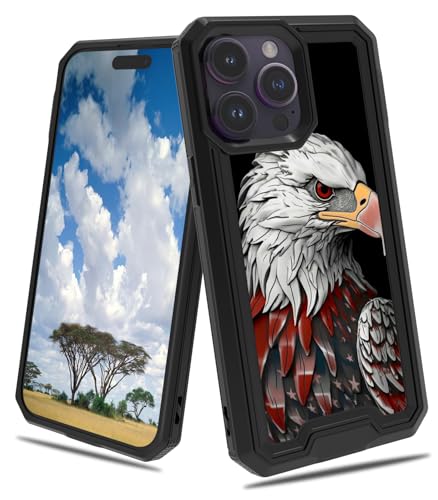 CGFGHHUY Schutzhülle für iPhone 16 Pro Max, 2-in-1, zweilagig, hartes Polycarbonat, weiches TPU, stoßfest, sturzsicher, Schutzhülle für iPhone 16 Pro Max 17,5 cm (6,9 Zoll) 2024 – Adler amerikanische von CGFGHHUY