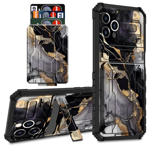 CGFGHHUY Schutzhülle für iPhone 16 Pro Max 17,5 cm (6,9 Zoll) 2024, Brieftaschenformat, mit Kreditkartenfach und Ständer, doppellagig, hartes Polycarbonat, weiche TPU-Schutzhülle – Marmor von CGFGHHUY