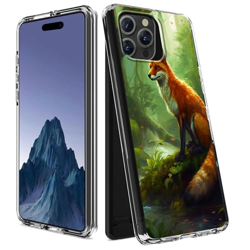 CGFGHHUY Schutzhülle für iPhone 16 Pro Max 17,5 cm (6,9 Zoll) 2024, zweilagig, transparent, weiches TPU + hartes Polycarbonat, stoßfest, Grüner Waldfuchs von CGFGHHUY