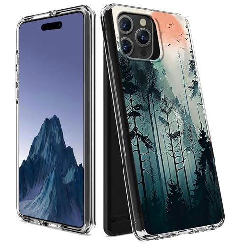 CGFGHHUY Schutzhülle für iPhone 16 Pro Max 17,5 cm (6,9 Zoll) 2024 (2024), transparent, weiches TPU + hartes Polycarbonat, stoßfest, Waldbaum von CGFGHHUY