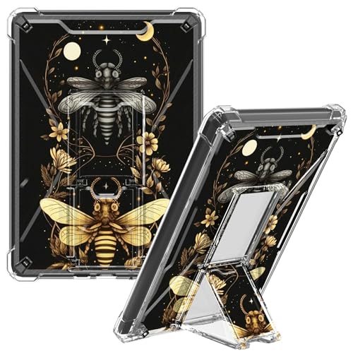 CGFGHHUY Transparente Schutzhülle für Kindle 10. Generation 15,2 cm (6 Zoll), Version 2019, schlank, leicht, mit Ständer, Schutzhülle, transparent, TPU, für Herren und Damen, Motten-Mond-Sonne von CGFGHHUY