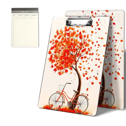 Klemmbretter mit Ahornblatt-Fahrradmuster, 22,9 x 31,8 cm, Standard-A4-Klemmbrett mit flachem Metallclip und To-Do-Notizblock für Schule, Büro, Zuhause und Studenten Klemmbretter mit Ahornblatt-Fahrradmuster, 22,9 x 31,8 cm, Standard-A4-Klemmbrett mit flachem Metallclip und To-Do-Notizblock für Schule, Büro, Zuhause und Studenten von CGFGHHUY