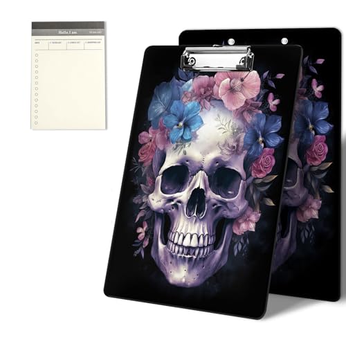 Klemmbretter mit Blumenschädel-Druckmuster, 22,9 x 31,8 cm, Standard-A4-Klemmbrett mit flachem Metallclip und To-Do-Notizblock für Schule, Büro, Zuhause und Studenten Klemmbretter mit Blumenschädel-Druckmuster, 22,9 x 31,8 cm, Standard-A4-Klemmbrett mit flachem Metallclip und To-Do-Notizblock für Schule, Büro, Zuhause und Studenten von CGFGHHUY