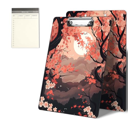 Klemmbretter mit Kirschblüten und Mondmuster, 22,9 x 31,8 cm, Standard-A4-Klemmbrett mit flachem Metallclip und To-Do-Notizblock für Schule, Büro, Zuhause und Studenten Klemmbretter mit Kirschblüten und Mondmuster, 22,9 x 31,8 cm, Standard-A4-Klemmbrett mit flachem Metallclip und To-Do-Notizblock für Schule, Büro, Zuhause und Studenten von CGFGHHUY