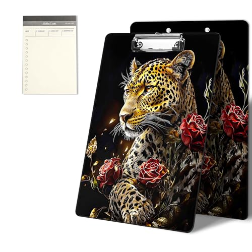 Klemmbretter mit Leopardenmuster, rote Rose, 22,9 x 31,8 cm, Standard-A4-Klemmbrett mit flachem Metallclip und To-Do-Notizblock für Schule, Büro, Zuhause und Studenten Klemmbretter mit Leopardenmuster, rote Rose, 22,9 x 31,8 cm, Standard-A4-Klemmbrett mit flachem Metallclip und To-Do-Notizblock für Schule, Büro, Zuhause und Studenten von CGFGHHUY