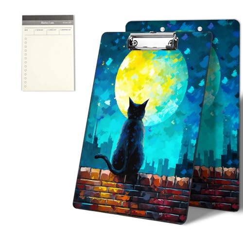 Klemmbretter mit Mond, niedliches Katzenmuster, 22,9 x 31,8 cm, Standard-A4-Klemmbrett mit flachem Metallclip und To-Do-Notizblock für Schule, Büro, Zuhause und Studenten Klemmbretter mit Mond, niedliches Katzenmuster, 22,9 x 31,8 cm, Standard-A4-Klemmbrett mit flachem Metallclip und To-Do-Notizblock für Schule, Büro, Zuhause und Studenten von CGFGHHUY