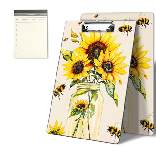 Klemmbretter mit Sonnenblumen-Bienen-Motiv, 22,9 x 31,8 cm, Standard-A4-Klemmbrett mit flachem Metallclip und To-Do-Notizblock für Schule, Büro, Zuhause und Studenten Klemmbretter mit Sonnenblumen-Bienen-Motiv, 22,9 x 31,8 cm, Standard-A4-Klemmbrett mit flachem Metallclip und To-Do-Notizblock für Schule, Büro, Zuhause und Studenten von CGFGHHUY