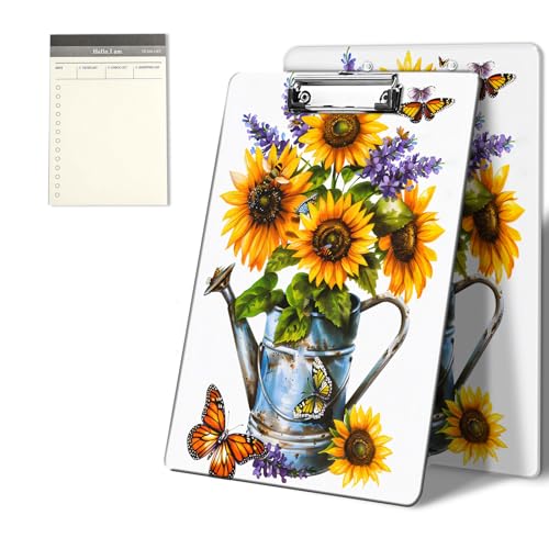 Klemmbretter mit Sonnenblumen- und Schmetterlingsmuster, 22,9 x 31,8 cm, Standard-A4-Klemmbrett mit flachem Metallclip und To-Do-Notizblock für Schule, Büro, Zuhause und Studenten Klemmbretter mit Sonnenblumen- und Schmetterlingsmuster, 22,9 x 31,8 cm, Standard-A4-Klemmbrett mit flachem Metallclip und To-Do-Notizblock für Schule, Büro, Zuhause und Studenten von CGFGHHUY
