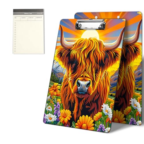 Klemmbretter mit Sonnenuntergang Kuh Sonnenblumenmuster, 22,9 x 31,8 cm, Standard-A4-Klemmbrett mit flachem Metallclip und To-Do-Notizblock für Schule, Büro, Zuhause und Studenten Klemmbretter mit Sonnenuntergang Kuh Sonnenblumenmuster, 22,9 x 31,8 cm, Standard-A4-Klemmbrett mit flachem Metallclip und To-Do-Notizblock für Schule, Büro, Zuhause und Studenten von CGFGHHUY