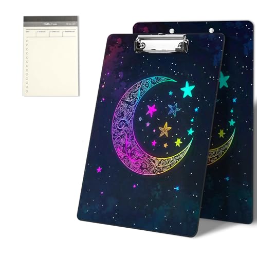 Klemmbretter mit Sternen und Mond, 22,9 x 31,8 cm, Standard-A4-Klemmbrett mit niedrigem Profil, Metallclip und To-Do-Notizblock für Schule, Büro, Zuhause und Studenten Klemmbretter mit Sternen und Mond, 22,9 x 31,8 cm, Standard-A4-Klemmbrett mit niedrigem Profil, Metallclip und To-Do-Notizblock für Schule, Büro, Zuhause und Studenten von CGFGHHUY