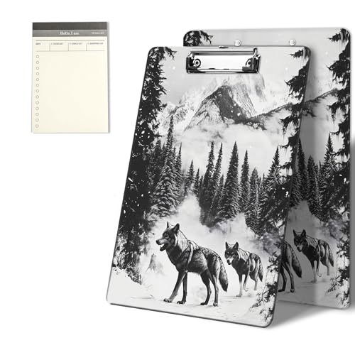 Klemmbretter mit Wald-, Bergwolf-Muster, 22,9 x 31,8 cm, Standard-A4-Klemmbrett mit flachem Metallclip und To-Do-Notizblock für Schule, Büro, Zuhause und Studenten Klemmbretter mit Wald-, Bergwolf-Muster, 22,9 x 31,8 cm, Standard-A4-Klemmbrett mit flachem Metallclip und To-Do-Notizblock für Schule, Büro, Zuhause und Studenten von CGFGHHUY