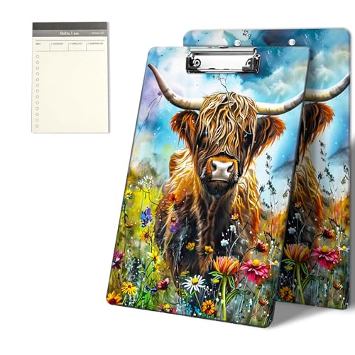Klemmbretter mit braunen Kühen und Blumen, 22,9 x 31,8 cm, Standard-A4-Klemmbrett mit flachem Metallclip und To-Do-Notizblock für Schule, Büro, Zuhause und Studenten Klemmbretter mit braunen Kühen und Blumen, 22,9 x 31,8 cm, Standard-A4-Klemmbrett mit flachem Metallclip und To-Do-Notizblock für Schule, Büro, Zuhause und Studenten von CGFGHHUY