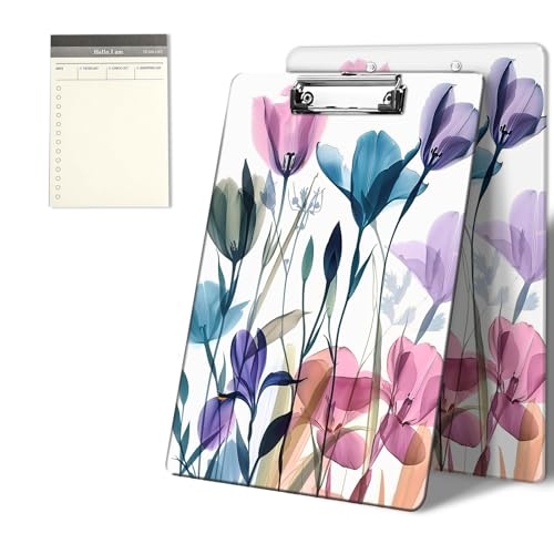 Klemmbretter mit buntem Blumenmuster, 22,9 x 31,8 cm, Standard-A4-Klemmbrett mit niedrigem Profil, Metallclip und To-Do-Notizblock für Schule, Büro, Zuhause und Studenten Klemmbretter mit buntem Blumenmuster, 22,9 x 31,8 cm, Standard-A4-Klemmbrett mit niedrigem Profil, Metallclip und To-Do-Notizblock für Schule, Büro, Zuhause und Studenten von CGFGHHUY