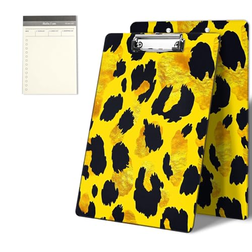 Klemmbretter mit gelbem Leopardenmuster, 22,9 x 31,8 cm, Standard-A4-Klemmbrett mit flachem Metallclip und To-Do-Notizblock für Schule, Büro, Zuhause und Studenten Klemmbretter mit gelbem Leopardenmuster, 22,9 x 31,8 cm, Standard-A4-Klemmbrett mit flachem Metallclip und To-Do-Notizblock für Schule, Büro, Zuhause und Studenten von CGFGHHUY