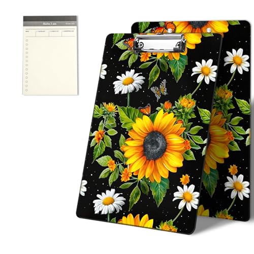 Klemmbretter mit gelben Sonnenblumen und Schmetterlingen, 22,9 x 31,8 cm, Standard-A4-Klemmbrett mit flachem Metallclip und To-Do-Notizblock für Schule, Büro, Zuhause und Studenten Klemmbretter mit gelben Sonnenblumen und Schmetterlingen, 22,9 x 31,8 cm, Standard-A4-Klemmbrett mit flachem Metallclip und To-Do-Notizblock für Schule, Büro, Zuhause und Studenten von CGFGHHUY