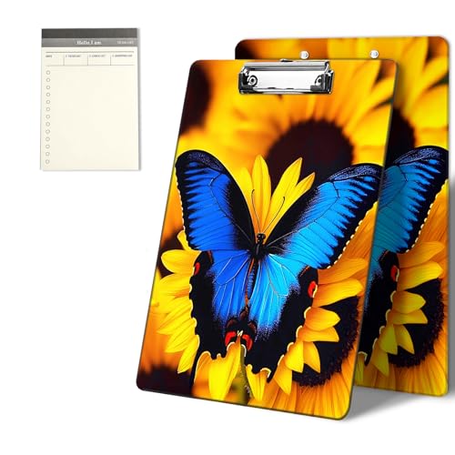 Klemmbretter mit gelben Sonnenblumen und blauen Schmetterlingen, 22,9 x 31,8 cm, Standard-A4-Klemmbrett mit flachem Metallclip und To-Do-Notizblock für Schule, Büro, Zuhause und Studenten Klemmbretter mit gelben Sonnenblumen und blauen Schmetterlingen, 22,9 x 31,8 cm, Standard-A4-Klemmbrett mit flachem Metallclip und To-Do-Notizblock für Schule, Büro, Zuhause und Studenten von CGFGHHUY