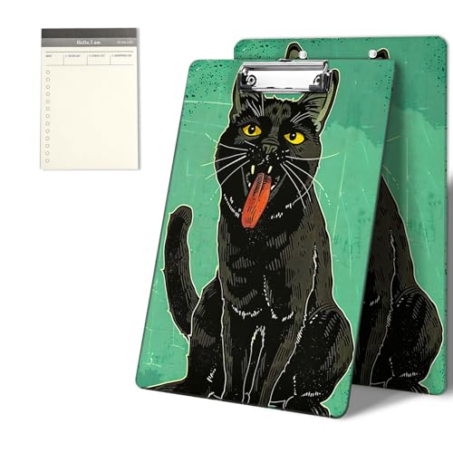 Klemmbretter mit grünem, niedlichem schwarzem Katzenmuster, 22,9 x 31,8 cm, Standard-A4-Klemmbrett mit flachem Metallclip und To-Do-Notizblock für Schule, Büro, Zuhause und Studenten Klemmbretter mit grünem, niedlichem schwarzem Katzenmuster, 22,9 x 31,8 cm, Standard-A4-Klemmbrett mit flachem Metallclip und To-Do-Notizblock für Schule, Büro, Zuhause und Studenten von CGFGHHUY