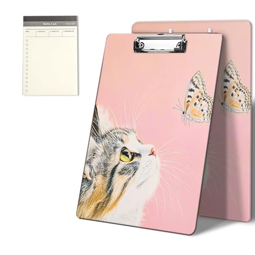 Klemmbretter mit rosa Katzen- und Schmetterlingsmuster, 22,9 x 31,8 cm, Standard-A4-Klemmbrett mit flachem Metallclip und To-Do-Notizblock für Schule, Büro, Zuhause und Studenten Klemmbretter mit rosa Katzen- und Schmetterlingsmuster, 22,9 x 31,8 cm, Standard-A4-Klemmbrett mit flachem Metallclip und To-Do-Notizblock für Schule, Büro, Zuhause und Studenten von CGFGHHUY