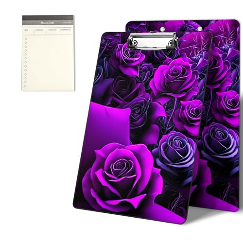 Klemmbretter mit violettem Rosenmuster, 22,9 x 31,8 cm, Standard-A4-Klemmbrett mit flachem Metallclip und To-Do-Notizblock für Schule, Büro, Zuhause und Studenten Klemmbretter mit violettem Rosenmuster, 22,9 x 31,8 cm, Standard-A4-Klemmbrett mit flachem Metallclip und To-Do-Notizblock für Schule, Büro, Zuhause und Studenten von CGFGHHUY