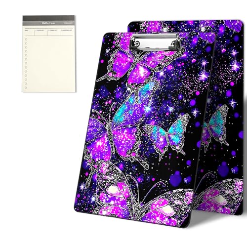 Klemmbretter mit violettem Schmetterlingsmuster, 22,9 x 31,8 cm, Standard-A4-Klemmbrett mit flachem Metallclip und To-Do-Notizblock für Schule, Büro, Zuhause und Studenten Klemmbretter mit violettem Schmetterlingsmuster, 22,9 x 31,8 cm, Standard-A4-Klemmbrett mit flachem Metallclip und To-Do-Notizblock für Schule, Büro, Zuhause und Studenten von CGFGHHUY