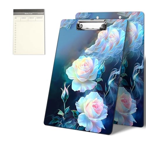 Klemmbretter mit weißem Rosenmuster, 22,9 x 31,8 cm, Standard-A4-Klemmbrett mit flachem Metallclip und To-Do-Notizblock für Schule, Büro, Zuhause und Studenten Klemmbretter mit weißem Rosenmuster, 22,9 x 31,8 cm, Standard-A4-Klemmbrett mit flachem Metallclip und To-Do-Notizblock für Schule, Büro, Zuhause und Studenten von CGFGHHUY
