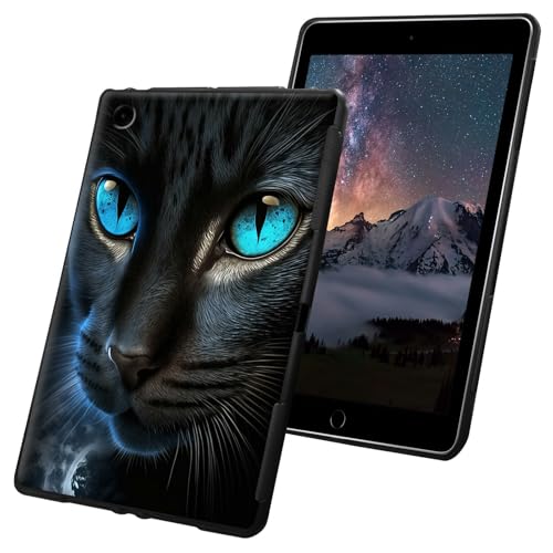 Schutzhülle für Fire HD 8, 8. / 7. Generation, 20,3 cm (8 Zoll), Version 2018/2017, schlank, leicht, weiches TPU-Silikon, rutschfest, stoßfest, schwarze Katze, Schwarz von CGFGHHUY
