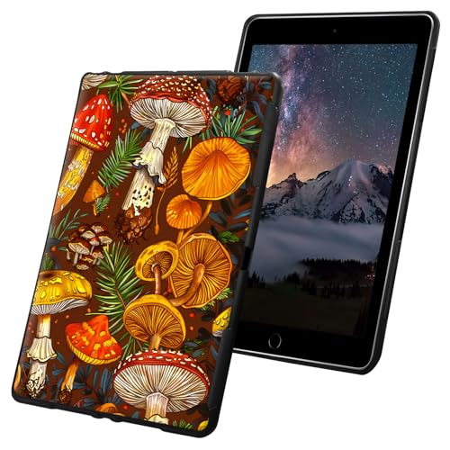 Schutzhülle für Kindle Paperwhite 10. Generation 15,2 cm (6 Zoll), Version 2018, dünn, leicht, weiches TPU-Silikon, rutschfest, stoßfest, schwarze Tablet-Hülle, gelbe und rote Pilze von CGFGHHUY