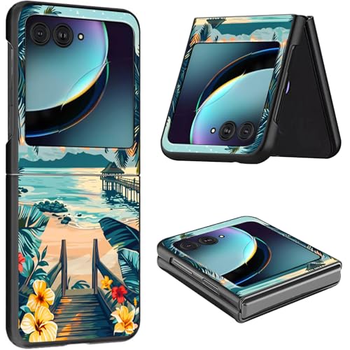 Schutzhülle für Motorola Razr 2024, dünn, leicht, hart, Polycarbonat, rüttelfest, Schutzhülle für Motorola Moto Razr 2024 5G/Razr 50 17,5 cm (6,9 Zoll), Kokosnussbäume am Strand von CGFGHHUY