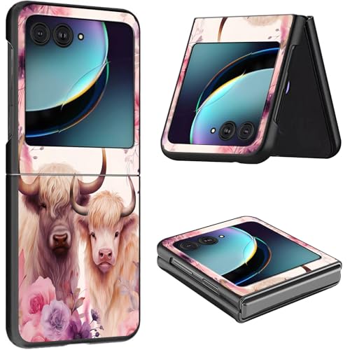 Schutzhülle für Motorola Razr Plus 2023, dünn, leicht, hart, Polycarbonat, rüttelfest, Schutzhülle für Motorola Moto Razr Plus 2023 5G/Razr 40 Ultra 17,5 cm (6,9 Zoll), Pink Rose Caws von CGFGHHUY