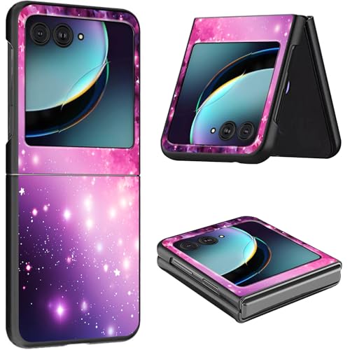 Schutzhülle für Motorola Razr Plus 2023, dünn, leicht, hart, Polycarbonat, rüttelfest, Schutzhülle für Motorola Moto Razr Plus 2023 5G/Razr 40 Ultra 17,5 cm (6,9 Zoll), rosa Sterne und Glitzer von CGFGHHUY