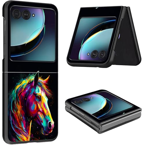 Schutzhülle für Motorola Razr Plus 2023, schlank, leicht, hart, Polycarbonat, rüttelfest, Schutzhülle für Motorola Moto Razr Plus 2023 5G/Razr 40 Ultra 17,5 cm (6,9 Zoll) – ein süßes Aquarellpferd von CGFGHHUY
