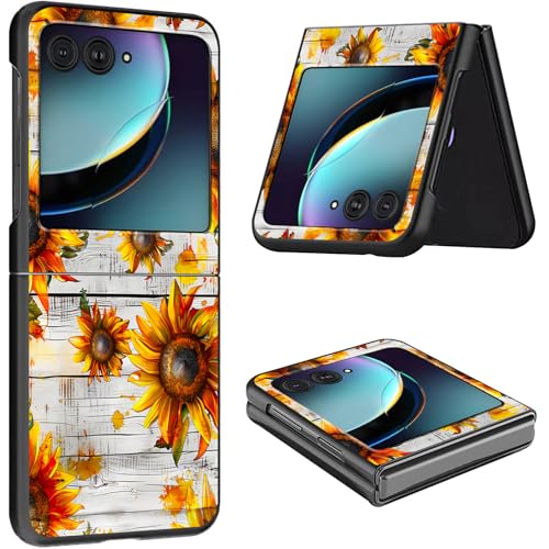Schutzhülle für Motorola Razr Plus 2024, dünn, leicht, hart, Polycarbonat, rüttelfest, Schutzhülle für Motorola Moto Razr Plus 2024 5G/Razr 50 Ultra 17,5 cm (6,9 Zoll), Holzgelbe Sonnenblume von CGFGHHUY