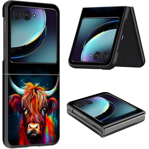 Schutzhülle für Motorola Razr Plus 2024, dünn, leicht, hart, Polycarbonat, rüttelfest, Schutzhülle für Motorola Moto Razr Plus 2024 5G/Razr 50 Ultra 17,5 cm (6,9 Zoll), niedliche Aquarell-Kuh von CGFGHHUY
