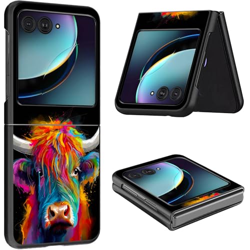 Schutzhülle für Motorola Razr Plus 2024, dünn, leicht, hart, Polycarbonat, rüttelfest, Schutzhülle für Motorola Moto Razr Plus 2024 5G/Razr 50 Ultra 17,5 cm (6,9 Zoll), schöne Aquarellkuh von CGFGHHUY