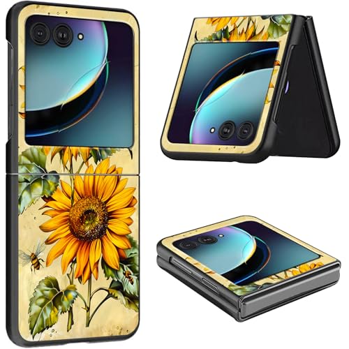 Schutzhülle für Motorola Razr Plus 2024, dünn, leicht, hart, Polycarbonat, rüttelfest, Schutzhülle für Motorola Moto Razr Plus 2024 5G/Razr 50 Ultra 17,5 cm (6,9 Zoll), zwei gelbe Sonnenblumen von CGFGHHUY