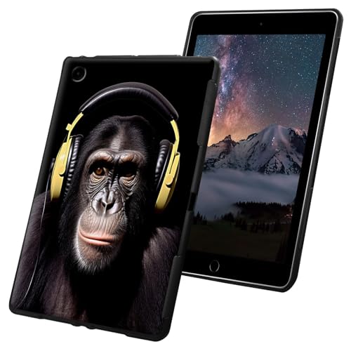 Schutzhülle für Samsung Galaxy Tab A8 26,7 cm (10,5 Zoll), schlank, leicht, weiches TPU-Silikon, rutschfest, stoßfest, Schwarz, Motiv: Affen lieben Musik von CGFGHHUY