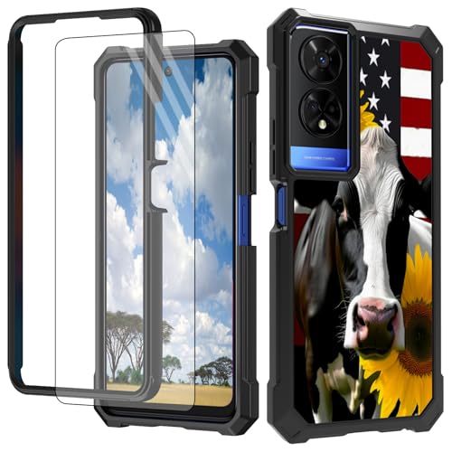 Schutzhülle für TCL 50 XE 5G T614D 16,8 cm (6,6 Zoll) 2024 mit Displayschutzfolie, hartes PC + weiches TPU, stoßfeste Schutzhülle für TCL 50 XE 5G T614D 16,8 cm (6,6 Zoll) 2024 – amerikanische Flagge von CGFGHHUY