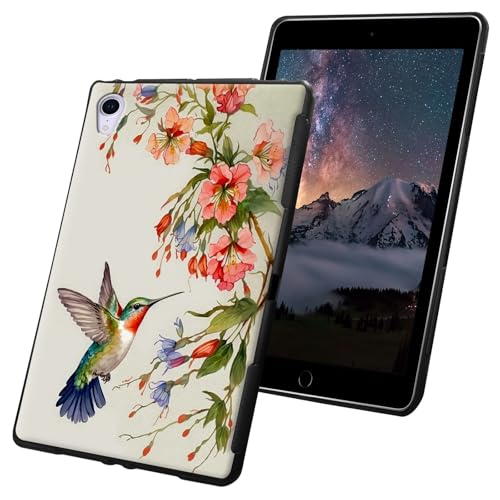 Schutzhülle für iPad Mini 6. Generation 2021, dünn, leicht, weiches TPU-Silikon, rutschfest, stoßfest, schwarz, Tablet-Hülle für iPad Mini 6. Generation 21,1 cm (8,3 Zoll), Kolibri-Blume von CGFGHHUY
