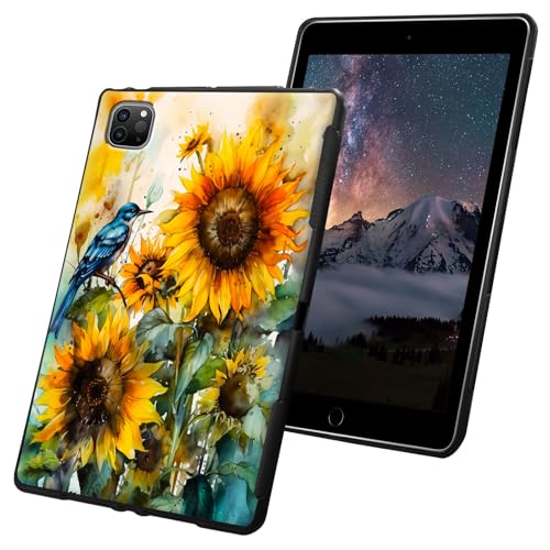 Schutzhülle für iPad Pro 27,9 cm (11 Zoll), 4. / 3. / 2. Generation für iPad Air 5. / 4. Generation, dünn, leicht, weiches TPU-Silikon, rutschfest, stoßfest, schwarze Tablet-Hülle, gelbe Sonnenblumen von CGFGHHUY