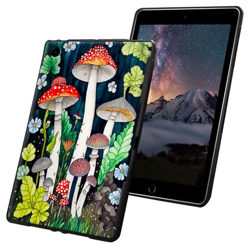 Tablet-Schutzhülle für Fire HD 8. / 7. Generation 8 Zoll (2018/2017), schlank, leicht, weiches TPU-Silikon, rutschfest, stoßfest, Schwarz, Pilz von CGFGHHUY