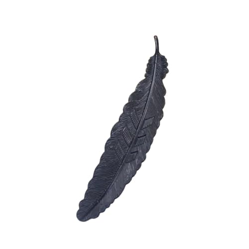 Lesezeichen Metall 10pcs Retro Metal Feather Bookmark Bookmark Beautiful Handmade Feather Pendants Bookmark Student DIY Metal Feather Bookmarks(Black) von CGUOHU
