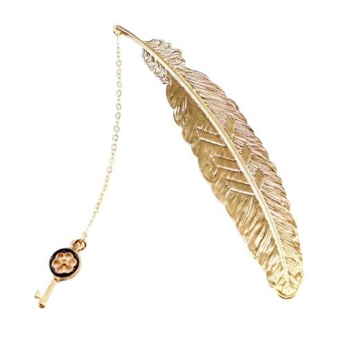 Lesezeichen Metall 1pc Metal Feather Bookmark Cute Cartoons Key Shell Marker Paper Clips Reading Accessories Metal Feather Bookmarks(Keys) von CGUOHU