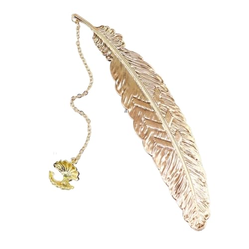 Lesezeichen Metall 1pc Metal Feather Bookmark Cute Cartoons Key Shell Marker Paper Clips Reading Accessories Metal Feather Bookmarks(Pearl) von CGUOHU