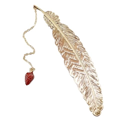 Lesezeichen Metall 1pc Metal Feather Bookmark Cute Cartoons Key Shell Marker Paper Clips Reading Accessories Metal Feather Bookmarks(Strawberry) von CGUOHU
