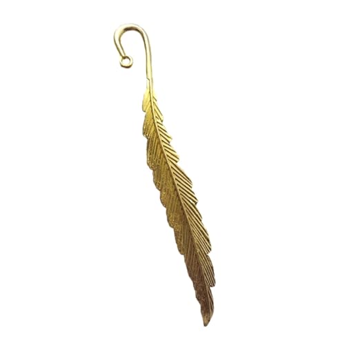 Lesezeichen Metall 2 Pcs Retro Bookmark Metal Feather Bookmark Creative Feather Shape Metal Book Mark Page For Reading DIY Gifts Stationery Metal Feather Bookmarks(Gold) von CGUOHU
