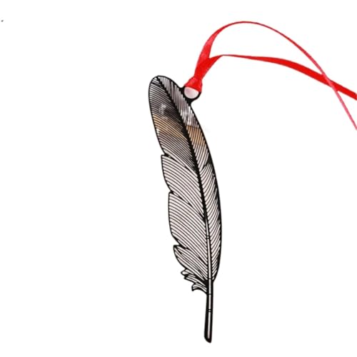 Lesezeichen Metall 2pc Hollowed-out Metal Bookmark Creative Cute Black Feather Book Paper Stationery Package Metal Feather Bookmarks von CGUOHU